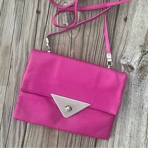 Renato Angi Venezia pink leather envelope crossbody clutch handbag